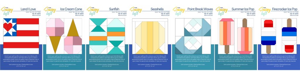 Celebrate the season with the Summer Vibes quilt block bundle! Includes 7 fun summer-themed blocks in 2 sizes. Perfect for quilts, décor & sunny projects.