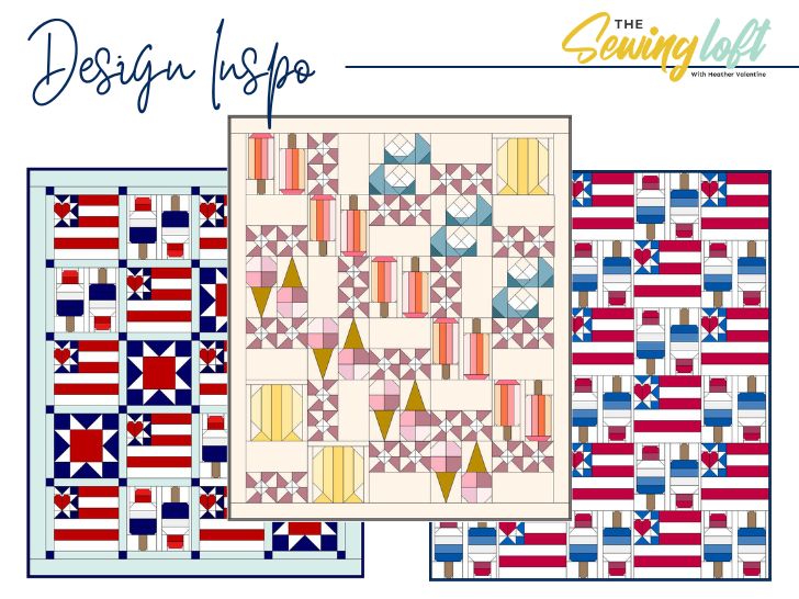 Design inspiration for summertime quilts using blocks from The Sewing Loft. 