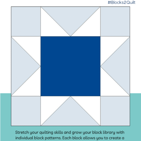 Learn how to sew the Sawtooth Star—an easy, beginner-friendly quilt block using flying geese. Includes 6" & 12" sizes in the Blocks2Quilt series.