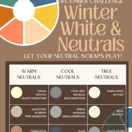 Winter Whites and Neutrals December Sewing Challenge Color Chart