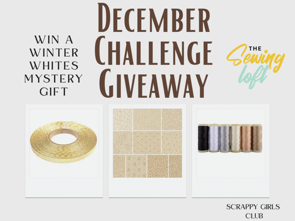 Giveaway prizes in the Winter White & Neutrals Challenge with The Sewing Loft