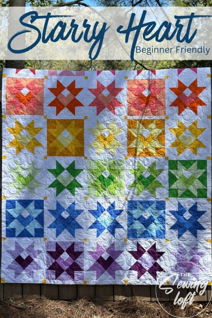 Starry Heart Rainbow Quilt